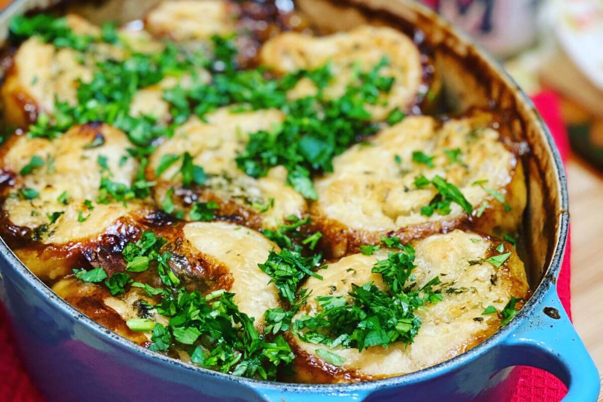 Slow Cooker Beef Stew with Herby Horseradish dumplings - Manfood Cambs